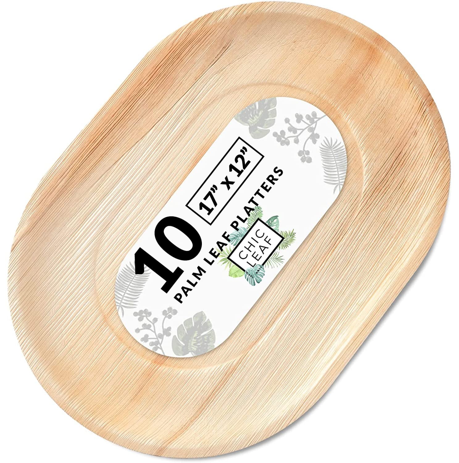 Large Oval Palm Leaf Disposable Serving Trays 17" x 12"