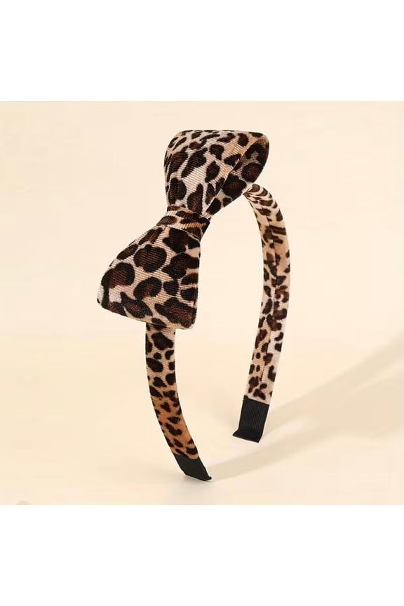 Chic Leopard Print Velvet Bow Headband - Trendy Non-Slip Hair Accessory for Teens