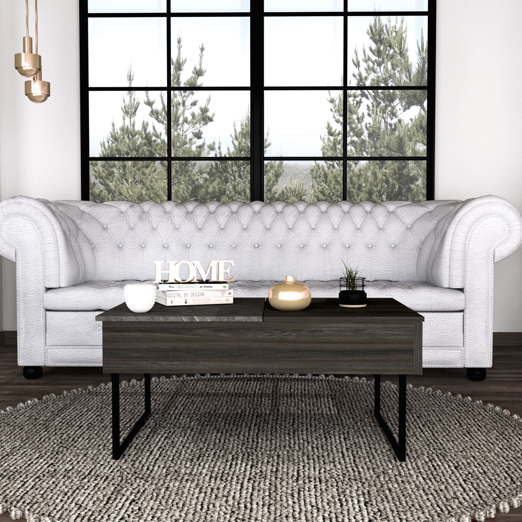 Chic Lift Top Coffee Table With Hidden Compartment, Expansive Desk ...