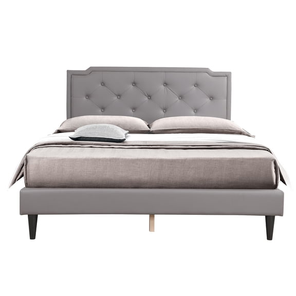 Chic Light Grey Queen-Sized Bed