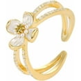 thumbnail image 1 of Chic Lily Flower Ring for Women Cubic Zirconia Cross Statement Ring Floral Promise Engagement Rings Adjustable Finger Band Rings, 1 of 6