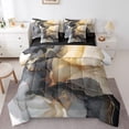 thumbnail image 1 of Chic Marble King Comforter Set 7-Piece Black Gold Watercolor Bedding Comforter Sets, Mountain Fluid Bed in a Bag Aesthetic Marbling Bedding Set, Stone Pattern Bed Sheets Set, 1 of 6