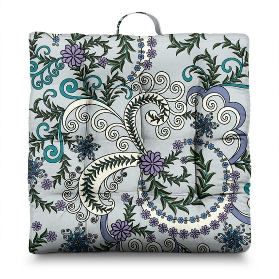 Chic Meditation Pillow&nbsp;– 22x22 Inch Large Floor Cushion, Soft Dutch Velvet Seat Pillow for Yoga, Boho Home Decor, Vintage Paisley Print, Supports Back & Hips (Colorful)