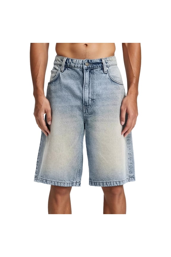Chic Men's Relaxed Fit Denim Shorts for All Seasons - Versatile Everyday Jeans with Five Pockets, Ideal for Tees and Tank Tops