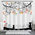 Chic Minimalist Cat Family Bathroom Set Shower Curtain Towel Floral