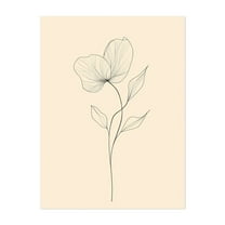 Chic Minimalist Floral Line Art - Line Drawing Line Art Minimalist Botanical Floral Nature Modern Art Black and White Unframed Wall Art Print 5 x 7 inches