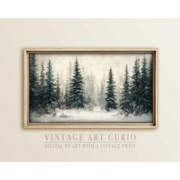 Chic Minimalist Pine Trees Frame Art, Screensaver For Winter 655 UNFRAMED Poster, 24x36