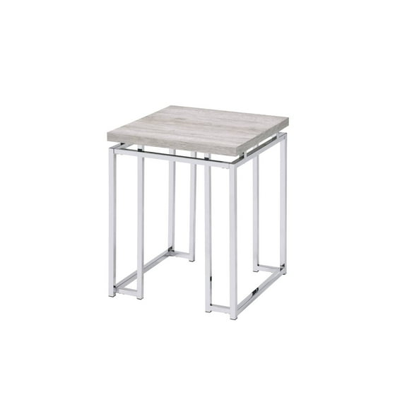 Chic Natural Oak & Chrome End Table Contemporary Design, Sturdy Construction, Elegant Details