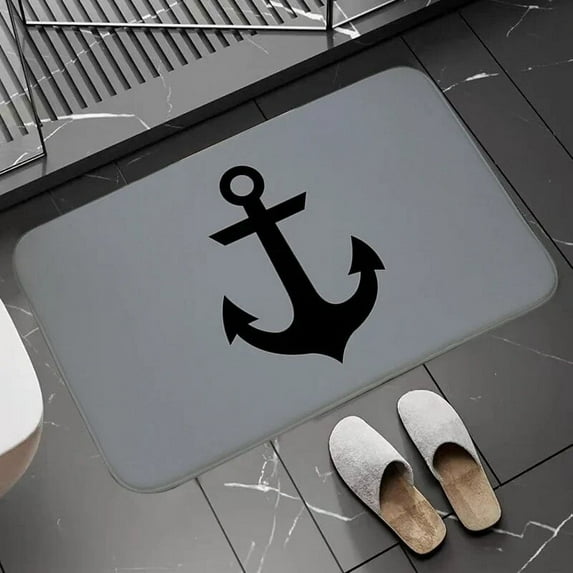 Chic Nautical Anchor Boat Navy Blue Stripes Doormat Bathroom AntiSlip Floor Mat Long Corridor Carpet Rug For Kitchen Bath