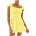 thumbnail image 1 of Chic Off Shoulder Dress Summer Chiffon Mini Dress With Waist Ruffle Sleeves & Sweetheart Neckline, 1 of 2
