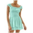 thumbnail image 1 of Chic Off Shoulder Dress Summer Chiffon Mini Dress With Waist Ruffle Sleeves & Sweetheart Neckline, 1 of 2
