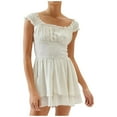 thumbnail image 1 of Chic Off Shoulder Dress Summer Chiffon Mini Dress With Waist Ruffle Sleeves & Sweetheart Neckline, 1 of 2