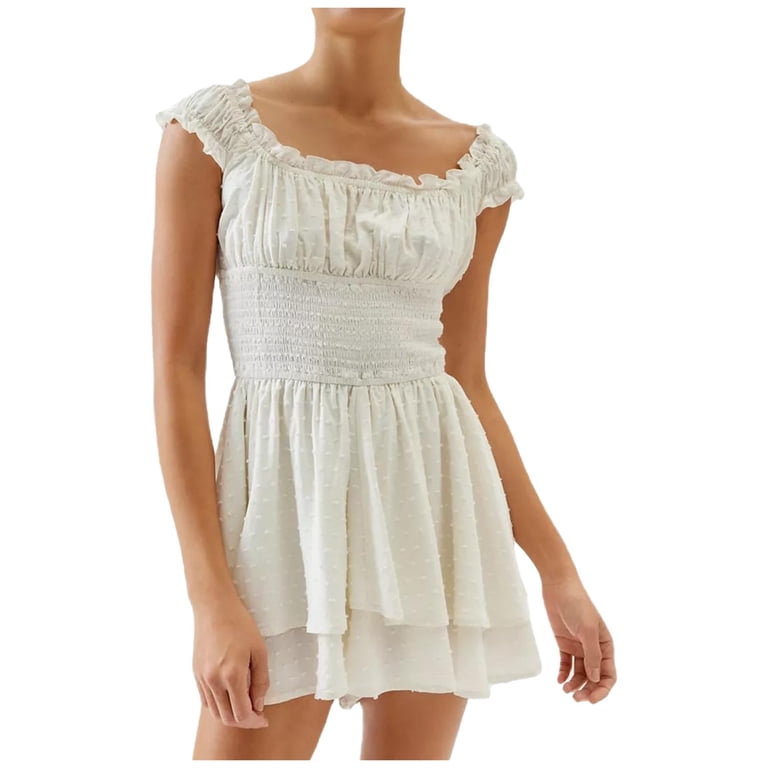Chic Off Shoulder Dress Summer Chiffon Mini Dress With Waist Ruffle Sleeves  & Sweetheart Neckline - Walmart.com