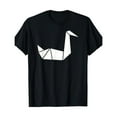 thumbnail image 1 of Chic Origami Swan Graphic Tee Soft T Shirt Geometric Design Top Round Neck Short Sleeve Casual Black S-5XL, 1 of 5