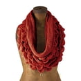 thumbnail image 1 of Chic Oversized Ruffle Knitted Infinity Scarf - Brick Red, 1 of 2
