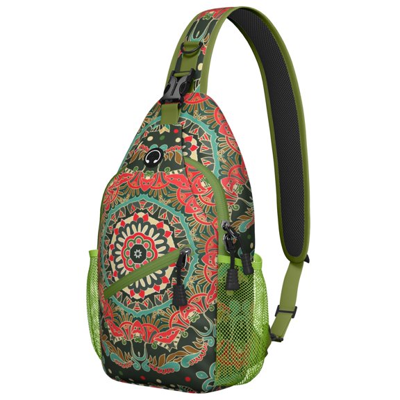 Chic Paisley Artwork Sling Backpack for Women, Bohemian Vintage Crossbody Shoulder Bag with Decorative Floral Pattern, Lightweight Travel Daypack