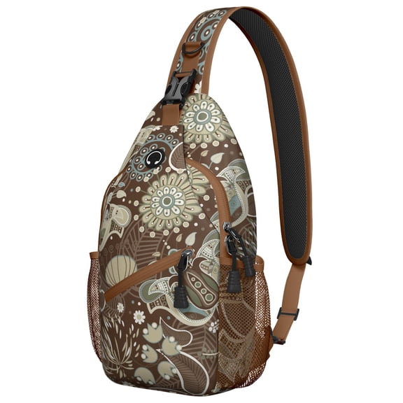 Chic Paisley Artwork Sling Backpack for Women, Bohemian Vintage Crossbody Shoulder Bag with Decorative Floral Pattern, Lightweight Travel Daypack