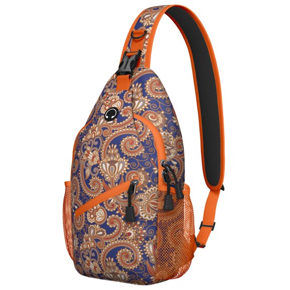 Chic Paisley Design Sling Backpack for Women, Bohemian Vintage Crossbody Shoulder Bag with Decorative Floral Pattern, Lightweight Travel Daypack