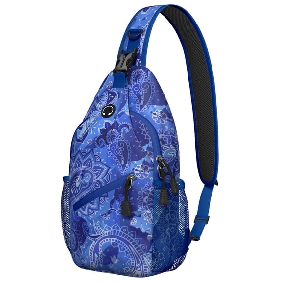 Chic Paisley Design Sling Backpack for Women, Bohemian Vintage Crossbody Shoulder Bag with Decorative Floral Pattern, Lightweight Travel Daypack