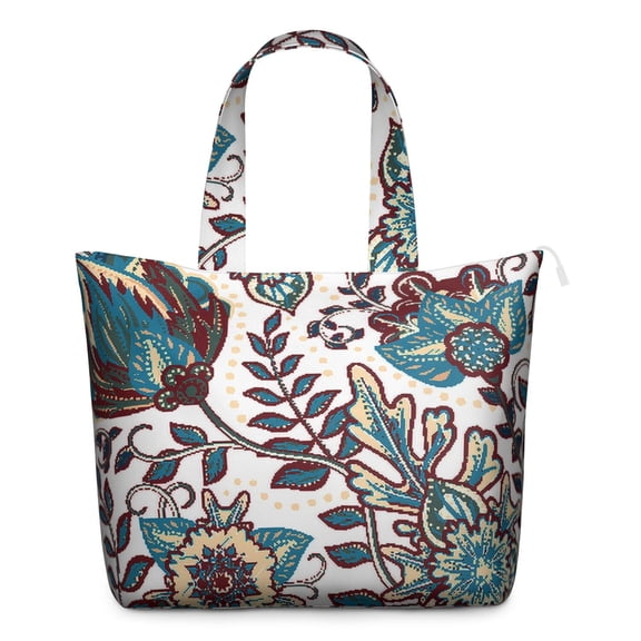 Chic Paisley Pattern Boho Weekender - Separate Pockets for Makeup & Documents