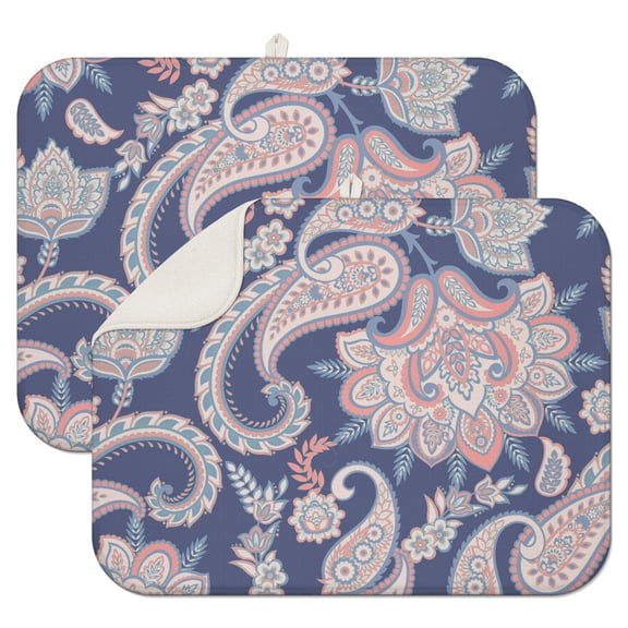 Chic Paisley Pattern Coffee Mat for Kitchen Countertops – Ultra Absorbent Microfiber Spill Mat, Foldable, Lightweight Coffee Maker Drying Pad with Vibrant Style
