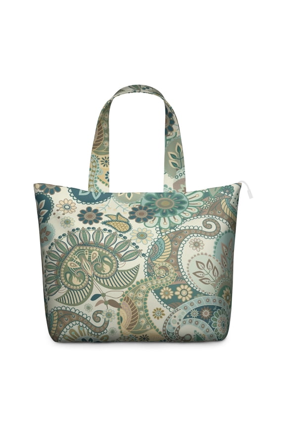 Chic Paisley Pattern Duffel Boho Vintage Weekender Bag with Artistic Floral Pattern, Ethnic Mala Inspired Design