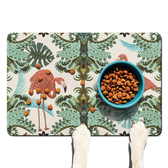 Chic Paisley Pattern Pet Feeding Mat - Waterproof Absorbent Dog Placemat - Non-Slip Rubber Base - Vintage Ethnic Pattern - Easy Clean