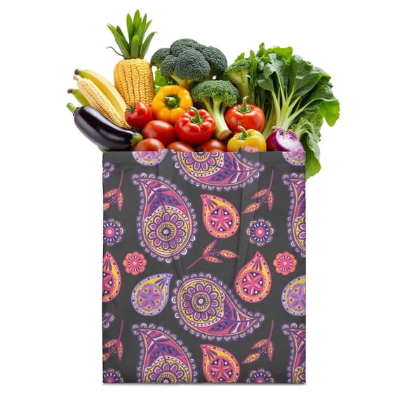Chic Paisley Pattern Reusable Fabric Tote Bag - Spacious Durable Shopping Bag