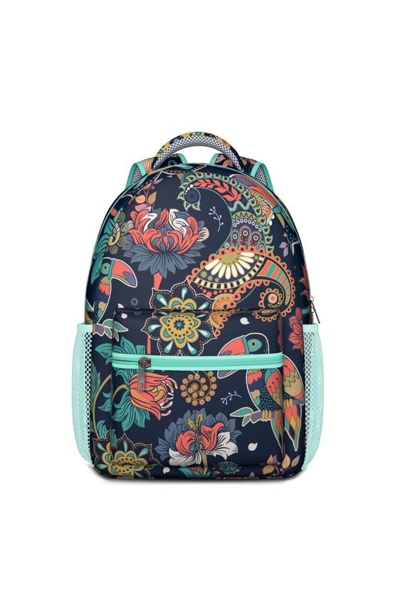 Chic Paisley Pattern School Backpack - Waterproof & Lightweight Bookbag with Padded Back Panel