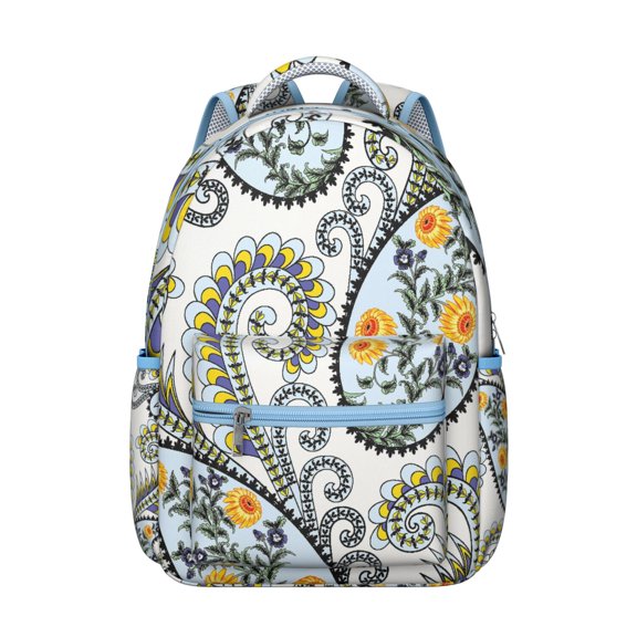 Chic Paisley Pattern Students Backpack Colorful and Artistic Bohemian Vintage School Bag with Floral Ethnic and Retro Pattern
