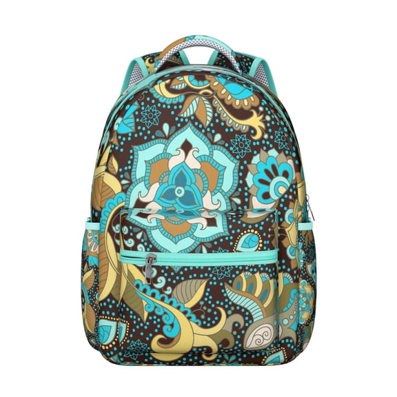 Chic Paisley Pattern Students Backpack Colorful and Artistic Bohemian Vintage School Bag with Floral Ethnic and Retro Pattern
