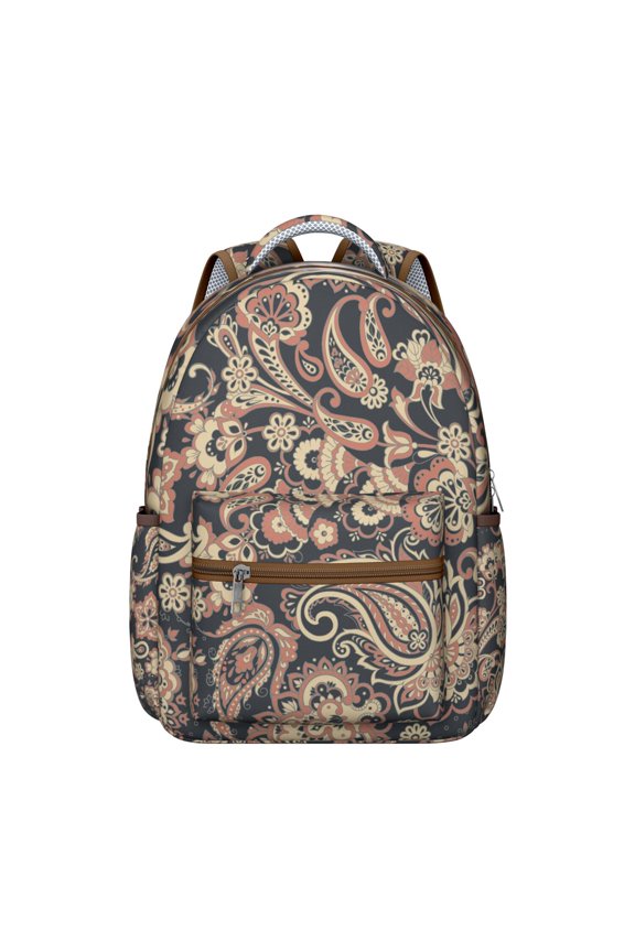 Chic Paisley Pattern Students Backpack Colorful and Artistic Bohemian Vintage School Bag with Floral Ethnic and Retro Pattern