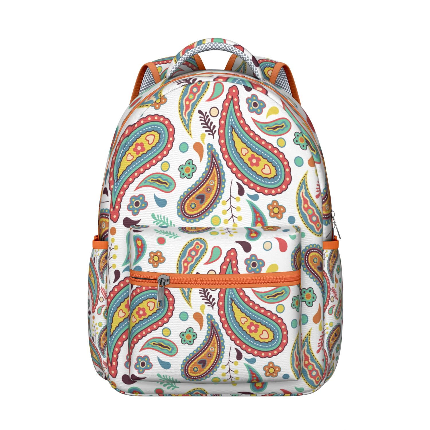 Vintage Multicolor Patterned Backpack Floral Laptop Backpack, Vintage Style Chintz Oriental  main image 2