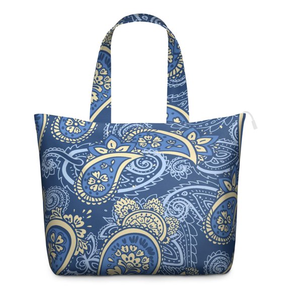 Chic Paisley Pattern Weekender Boho Vintage Travel Duffel with Artistic Floral Pattern, Ethnic Mala Inspired Design
