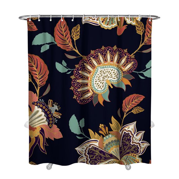 Chic Paisley Shower Curtain Elegant Classic Bohemian Pattern Waterproof Quick Dry Bathroom Curtain with 12 Hooks 72x84 Inch