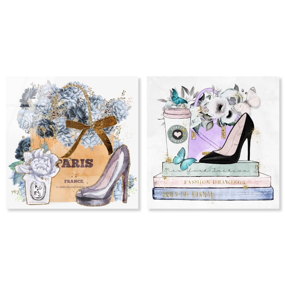 Chic Parisian Glam Set Acrylic Fashion Wall Decor by Art Remedy, Ready to Hang, 12 x 12