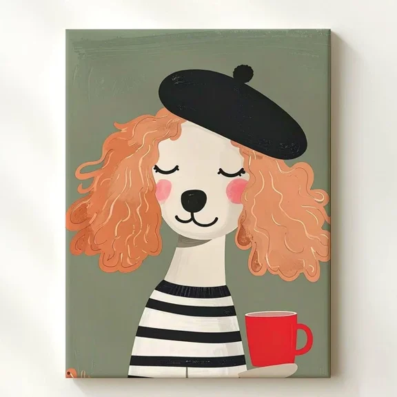 Chic Parisian Poodle Posterstylish Dog Art With French Fashion Wall Art