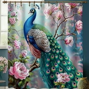 Chic Peacock and Floral Shower Curtain Set Elevate Your Bathroom Decor with Exquisite NatureInspired Designs Perfect for a Stylish and Serene Home Sanctuary