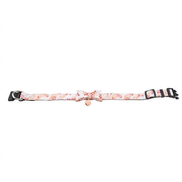 Chic Pet Accessory Floral Print Dog Collar with Bow Tie & Bell, Pink Medium
