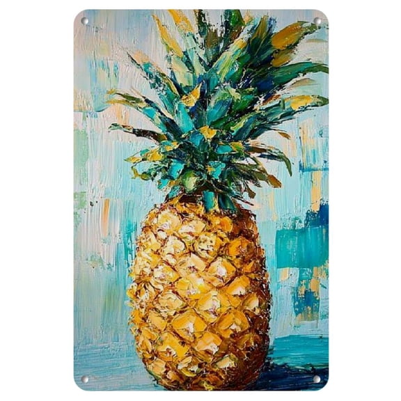 Chic Pineapple Iron Wall Art - 8"x12" Square Metal Sign for Home, Living Room & Farmhouse Decor | Versatile Hanging Wreath Plaque for Bars & Restaurants, 2D, Perfect for Room Decor