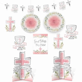 Chic Pink Communion Room Decorating Kit - Pack of 10 - Elegant & Unique Design - Easy Setup & High-Quality Materials - Perfect for Memorable Communion Celebrations