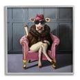 thumbnail image 1 of Chic Pink Glam Fashionable Cow Animals & Insects Painting Gray Framed Art Print Wall Art, 1 of 7