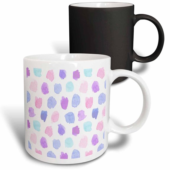 3drose, Chic Pink, Purple, Blue Watercolor Hand Painted Brush Strokes, 11oz Magic Transforming Mug