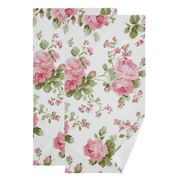 Chic Pink Roses Hand Towel Absorbent Bath Towels for Bathroom Sports Gym 28" x 14" Set of 2