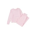 thumbnail image 1 of Chic Pink Stripe Two-Piece Outfit for Women – Casual Drop Shoulder Top with Straight Pants, L, 1 of 12
