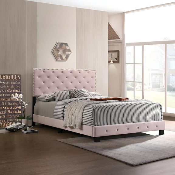 Chic Pink Transitional Full Bed