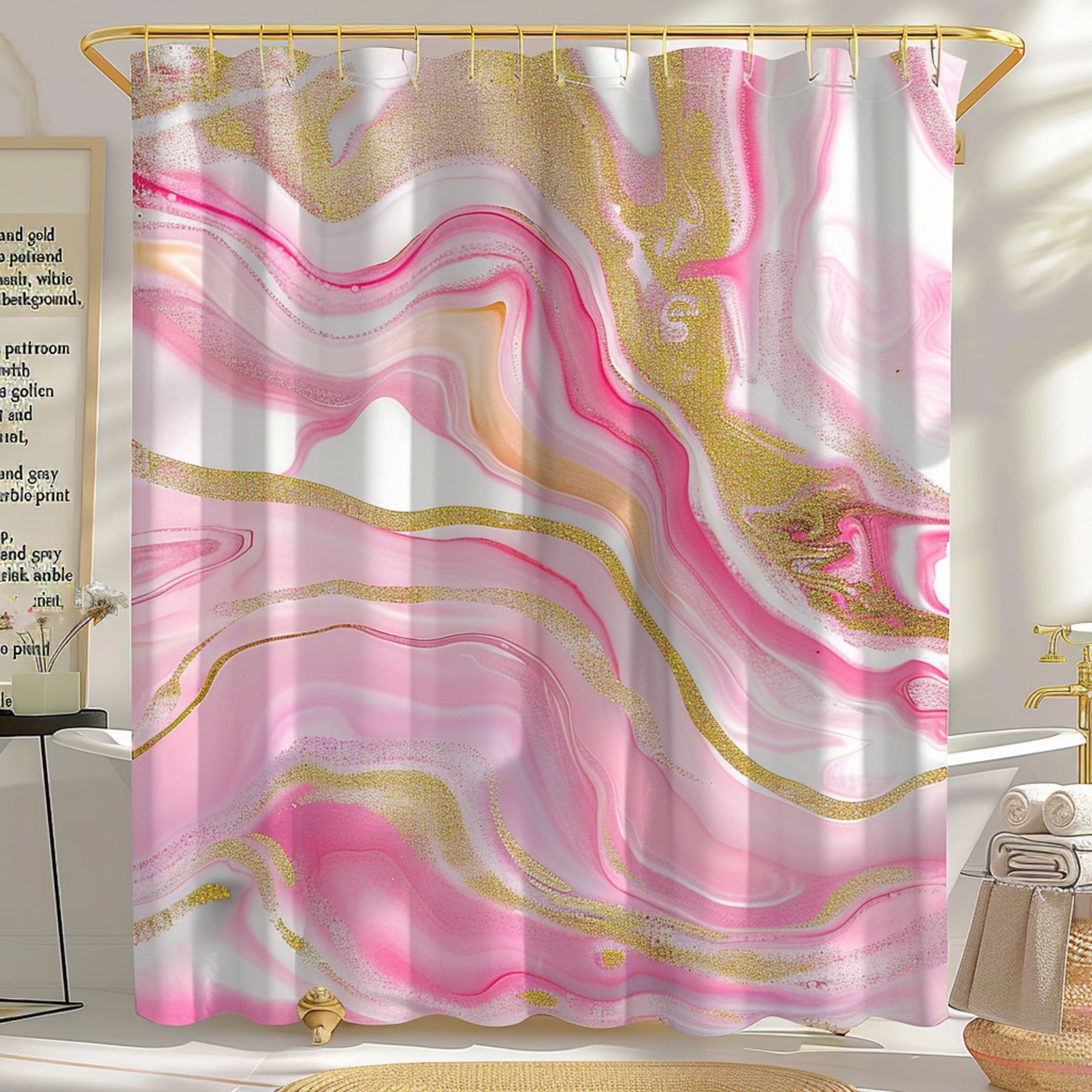 Pink and gold bathroom