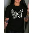 thumbnail image 1 of Chic Plus Size Butterfly Graphic Tee for Women - Comfy Crew Neck Short Sleeve T-shirt - Perfect for Spring Summer Ladies Top, 1 of 5