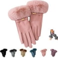 thumbnail image 1 of Chic Plush Cuff Winter Gloves, Winter Gloves for Women With Faux Fur Cuff Touch Screen, for Outdoor Driving,Ladies Gift, 1 of 7