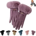 thumbnail image 1 of Chic Plush Cuff Winter Gloves, Winter Gloves for Women With Faux Fur Cuff Touch Screen, for Outdoor Driving,Ladies Gift, 1 of 7